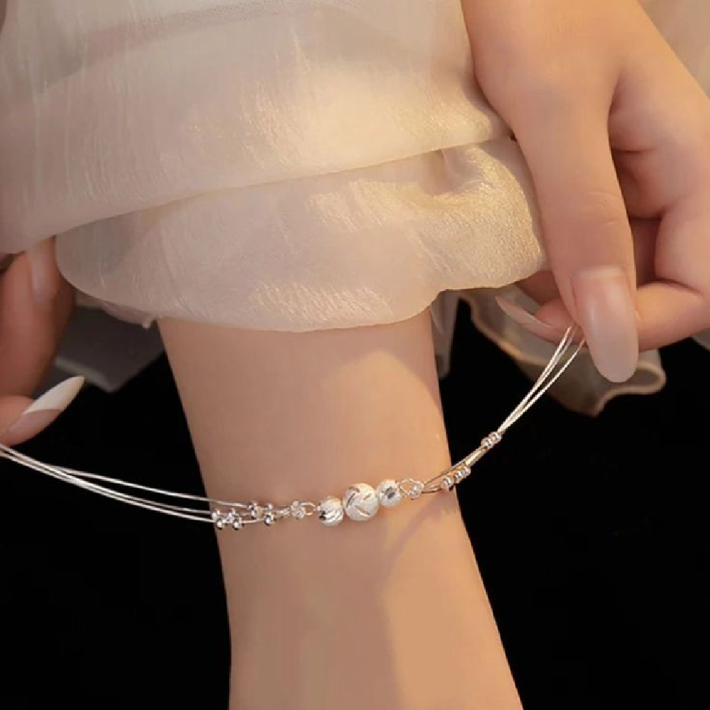 Minimal Polished Triple-Strand Silver Anklet