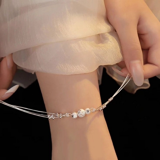 Minimal Polished Triple-Strand Silver Anklet