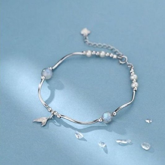 Mermaid Tail Moonstone Bracelet – 925 Sterling Silver