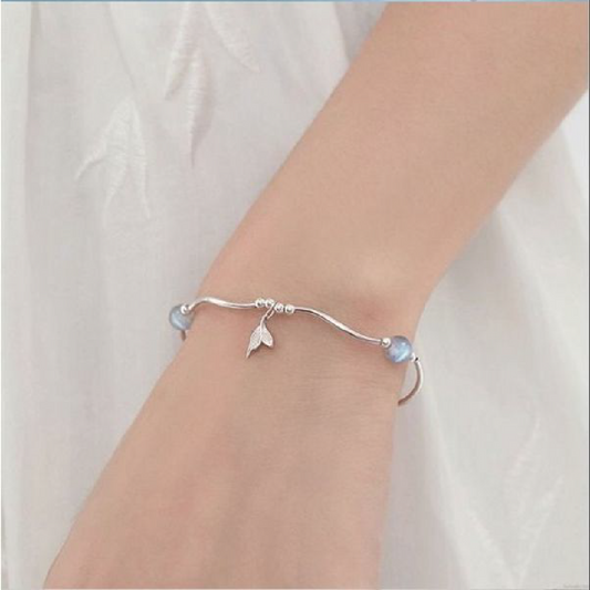 Mermaid Tail Moonstone Bracelet – 925 Sterling Silver
